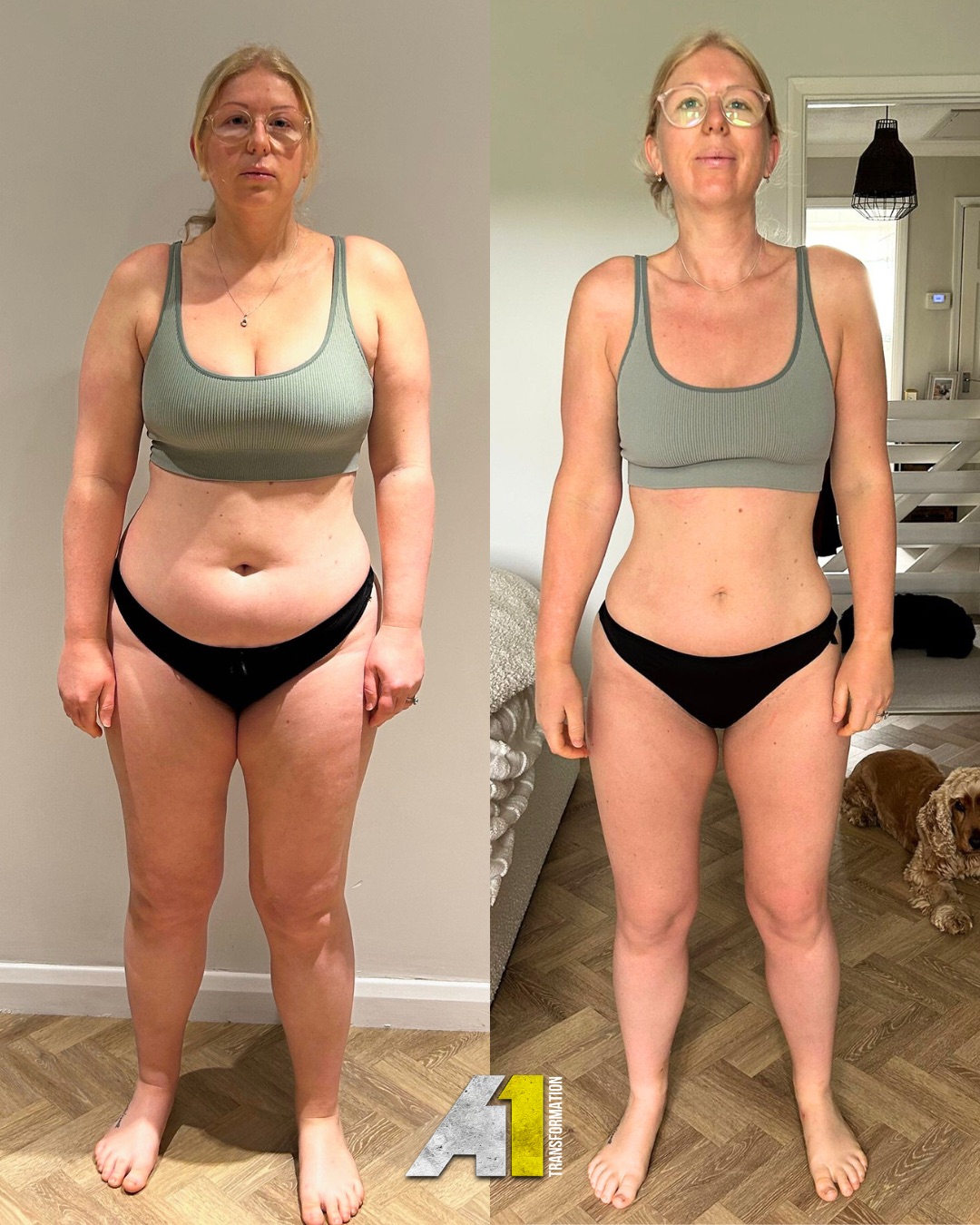 A1 female client front transformation comparison