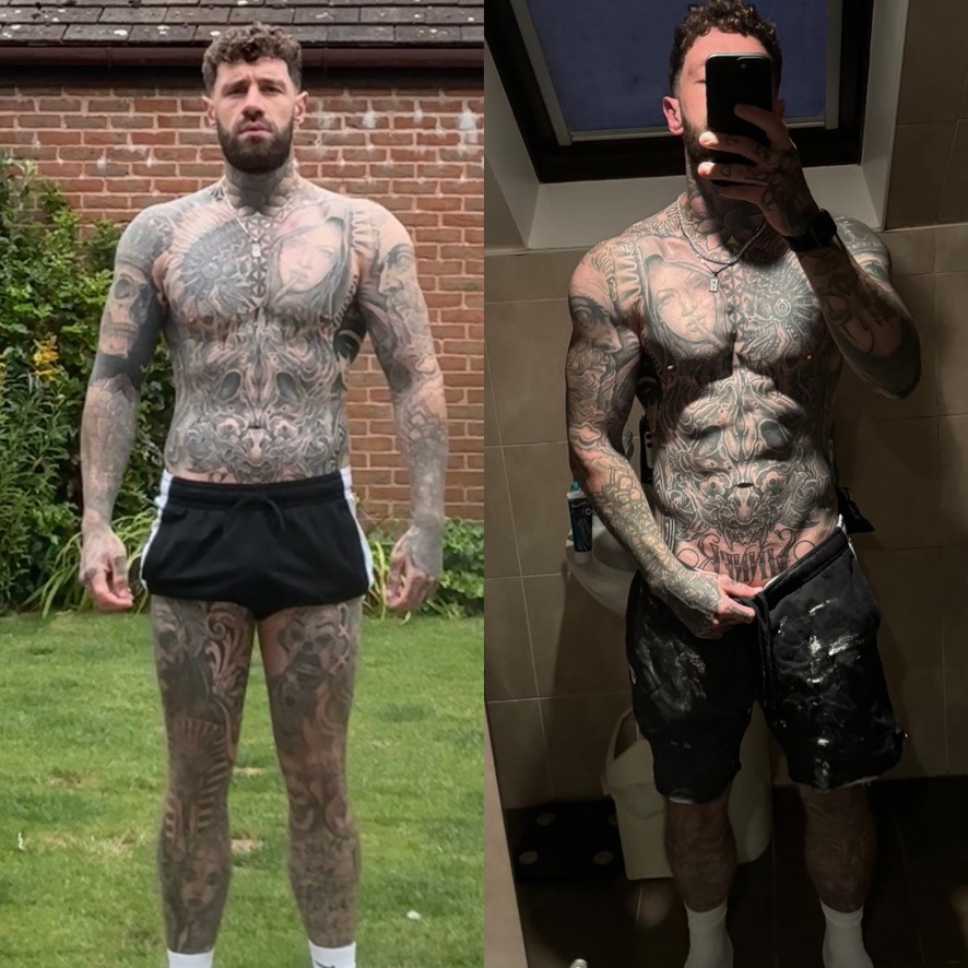 A1 male client muscular physique transformation comparison