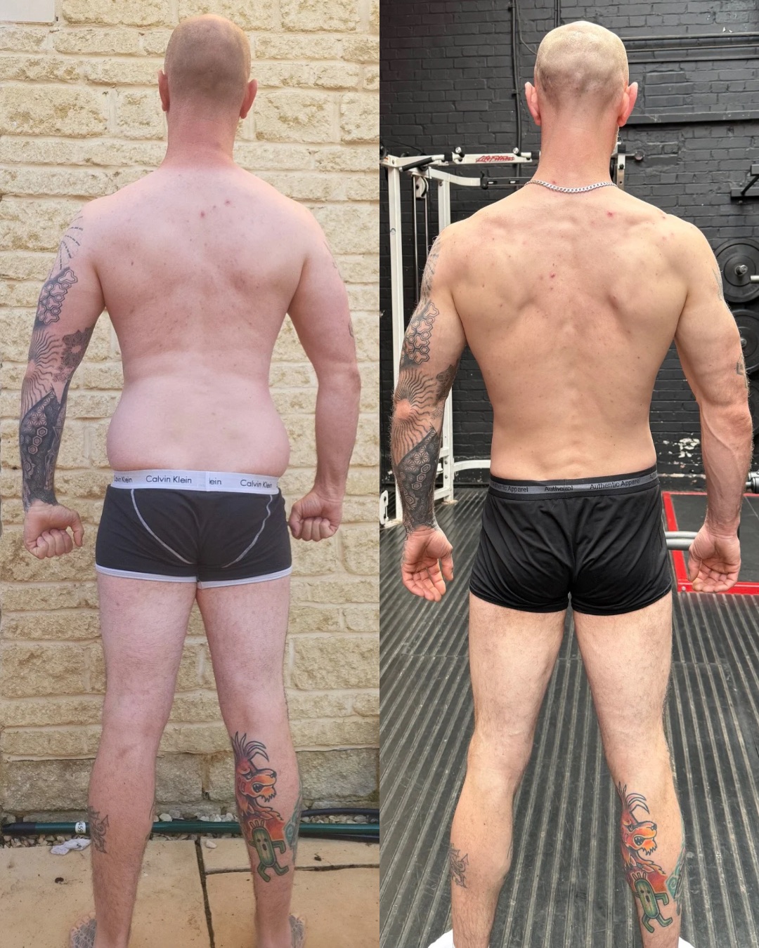 A1 male client back transformation comparison