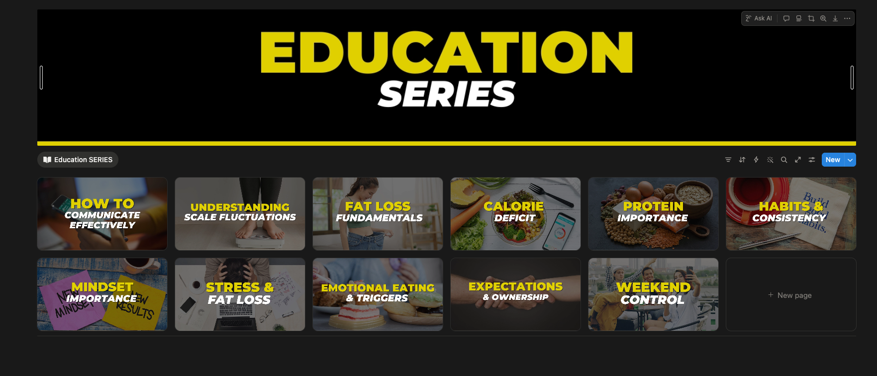 A1 client hub education series covering communication, scale fluctuations and fat loss fundamentals